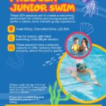 free junior SEN swim poster. with key details about the sessions. With images of children enjoying a swim