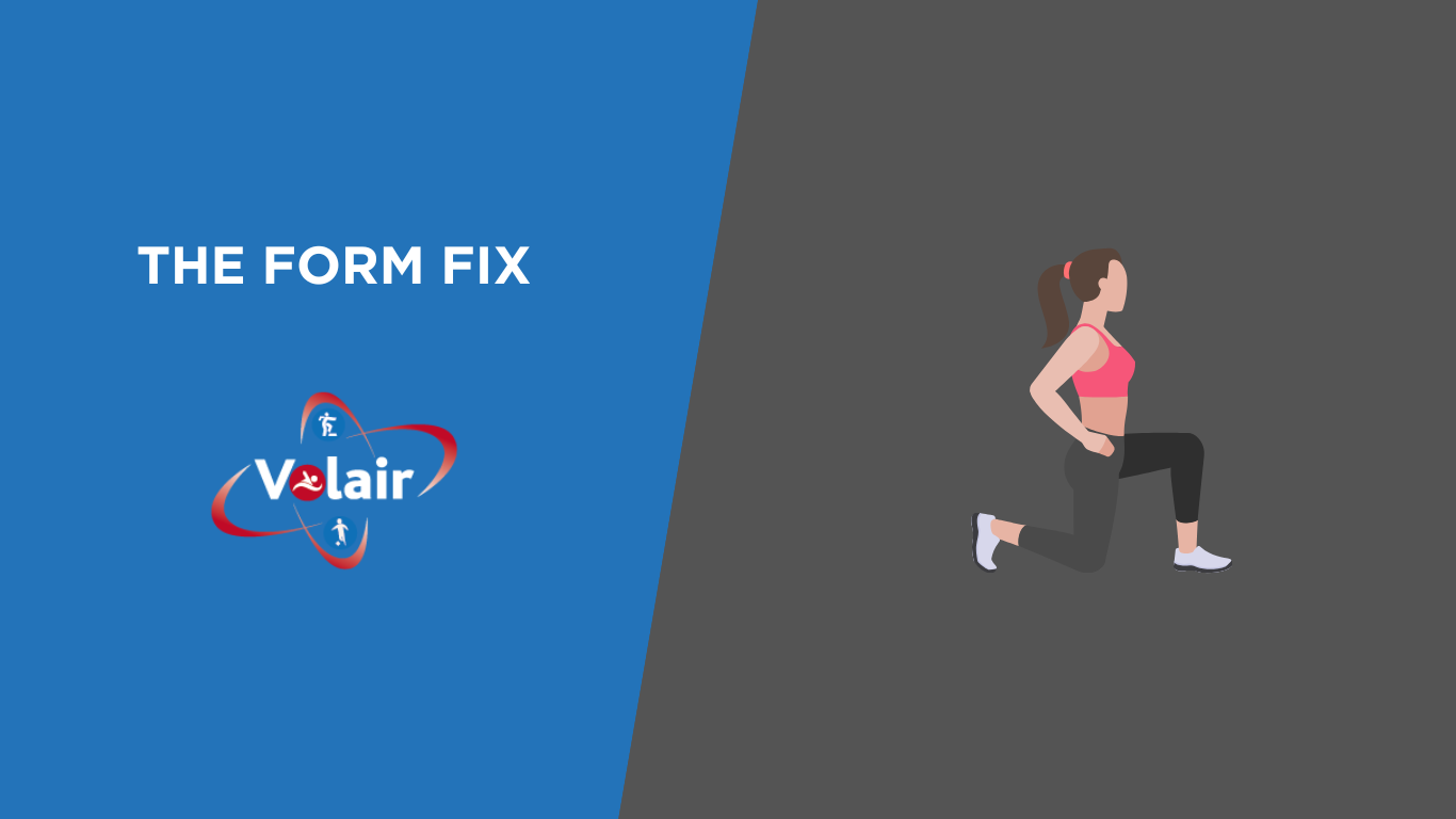 We have a graphic accompanying our blog. it is a blue and grey background with graphic of a women exercising and text on the other side saying The Form Fix in white and the Volair logo.