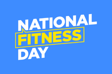 Banner blue background with National Fitness Day logo in the middle